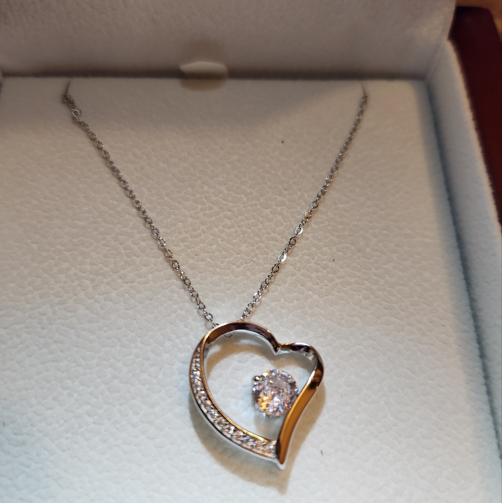 Elegant Two-Tone Heart Pendant Necklace